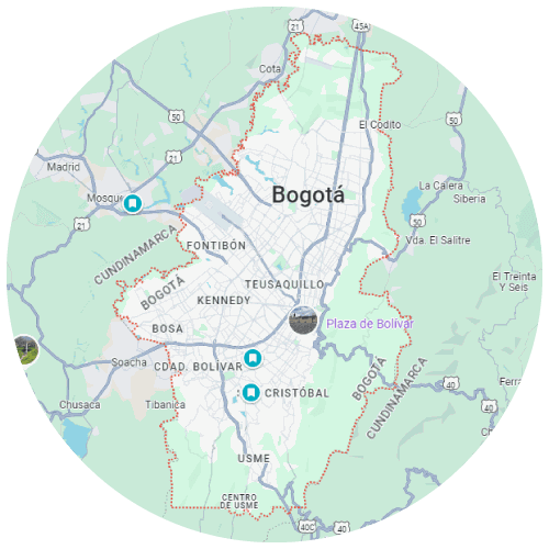 Mapa de cobertura de Andes Frío en Bogotá